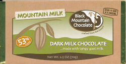 Mountain Milk (Dark Milk Chocolate made with tangy Goat Milk) (Black Mountain Chocolate)