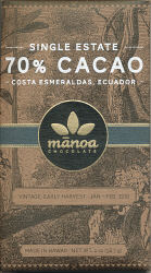 Single Estate 70% Cacao Costa Esmeraldas, Ecuador (mānoa)