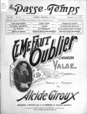 Il Me Faut Oublier Valse, Alcide Giroux, 1915