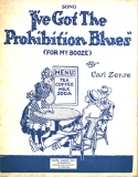 I've Got The Prohibition Blues, Carl Zerse, 1919