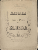 Mazurka, Ed Dejan, 1882