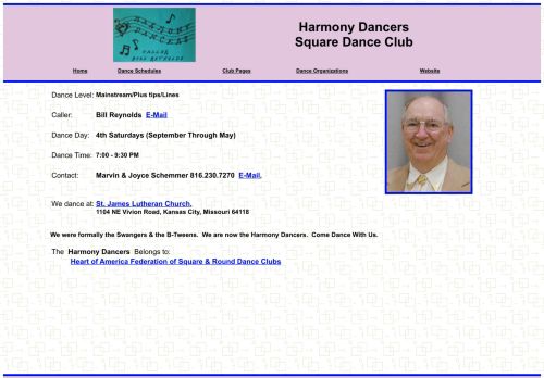 Web site for "Harmony Dancers Square Dance Club"