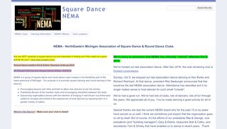 Web site for "NEMA - North East Michigan Association of Square and Round Dance Clubs"