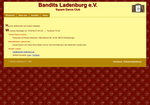 Web site for "Bandits Ladenburg e.V."